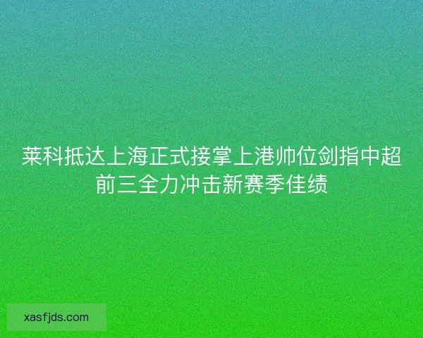 莱科抵达上海正式接掌上港帅位剑指中超前三全力冲击新赛季佳绩